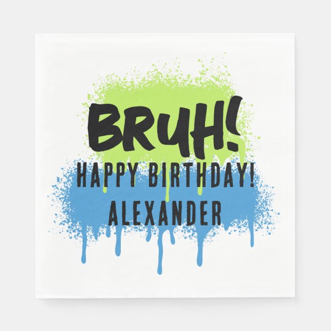Happy Birthday Bruh Boy's Teenager Teen Boy Napkin (Front)