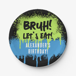 Happy Birthday Bruh Boy's Teenager Teen Boy Paper Plate