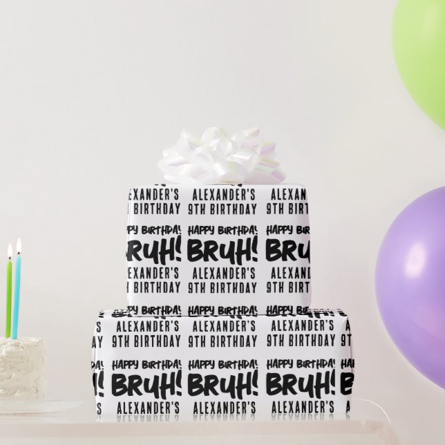 Happy Birthday Bruh Boy's Teenager Teen Boy Wrapping Paper (Party Gifts)