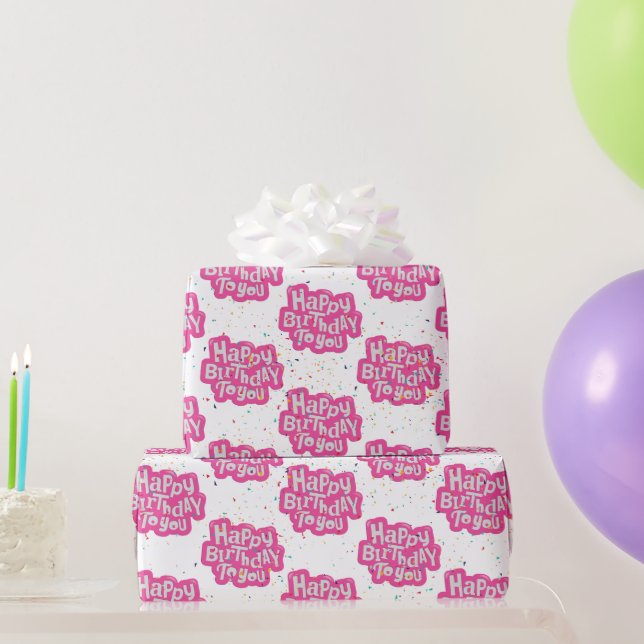 Happy Birthday Bubble Text Wrapping Paper (Party Gifts)