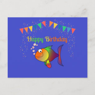 Happy Birthday, Bubbles the Fish popular design Postcard