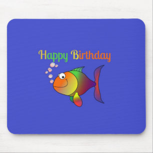 Happy Birthday, Bubbles the Fish template Mouse Mat