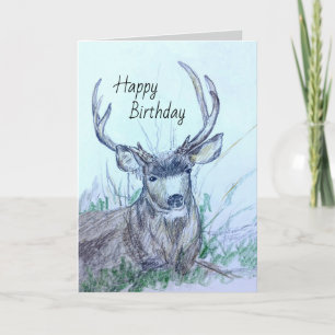 Happy Birthday Buck Deer Animal Wildlife Card
