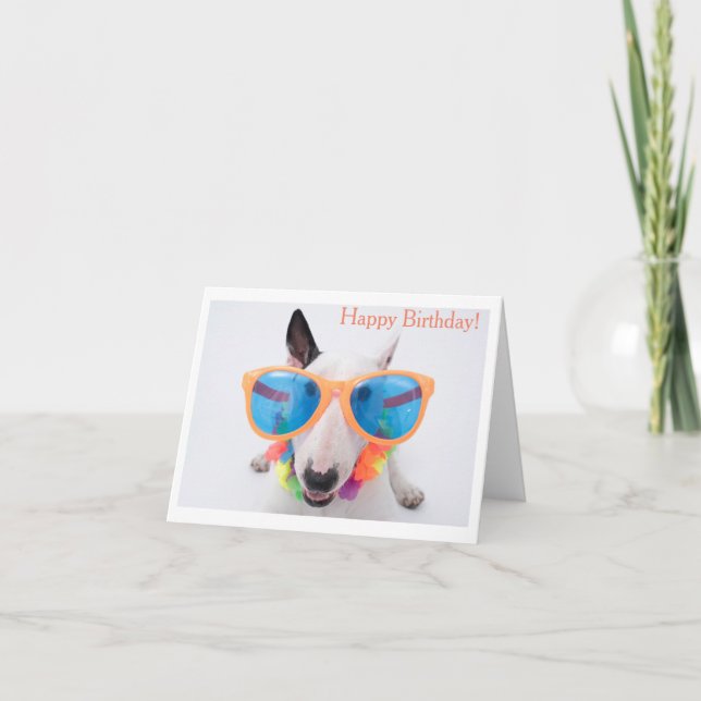 Happy Birthday Bull Terrier Card (Front)