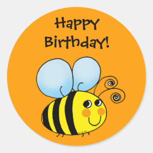 Happy Birthday! (bumblebee) Classic Round Sticker