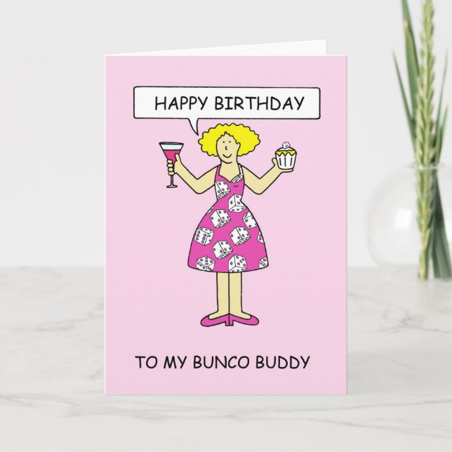 Happy Birthday Bunco Buddy Card (Front)