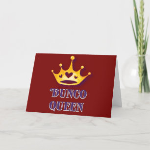 Happy Birthday Bunco Queen Friend Red Modern Card