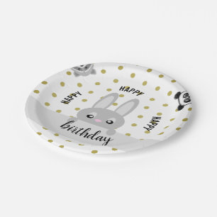 Happy birthday bunny (animals) paper plate