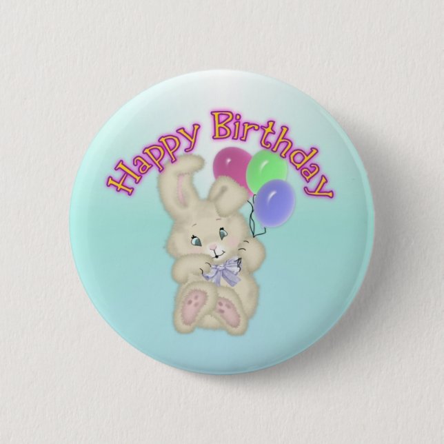 Happy Birthday Bunny Button (Front)