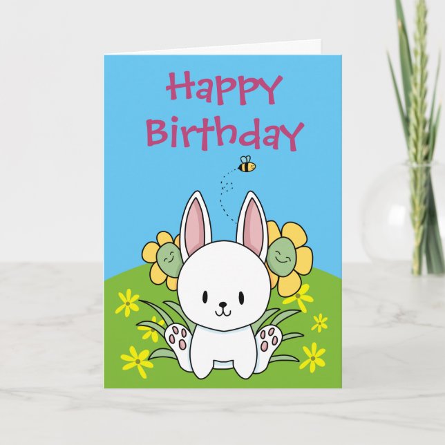 Happy Birthday Bunny Rabbit Card (Front)