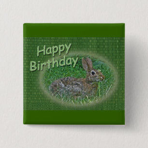 Happy Birthday Bunny Rabbit Cordinating Items 15 Cm Square Badge