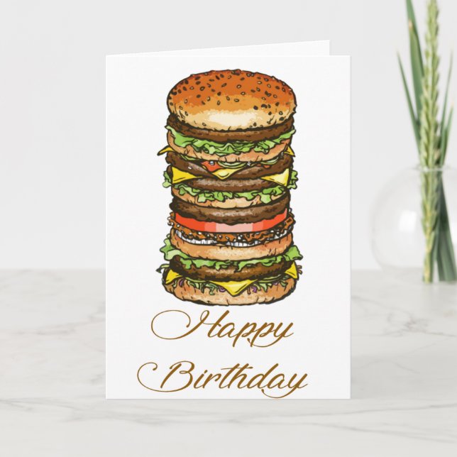 Happy Birthday Burger Style Card (Front)