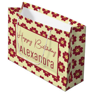 Happy Birthday Burgundy Blossom Large Gift Bag