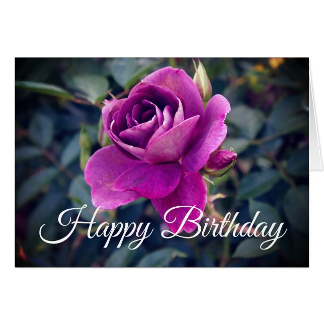 Happy Birthday Burgundy Iceberg Rose #2 Card (Front Horizontal)