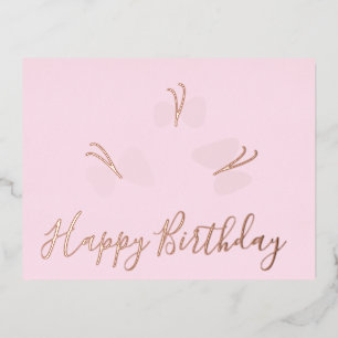 Happy Birthday Butterflies Pink Foil Holiday 