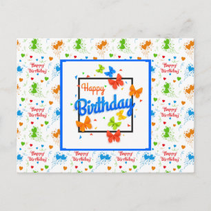 Happy Birthday Butterflies Postcard