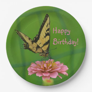 Happy Birthday Butterfly Garden Paper Plate