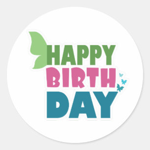 Happy birthday butterfly stickers