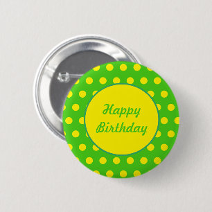 Happy Birthday Button (Neon Green & Neon Yellow)