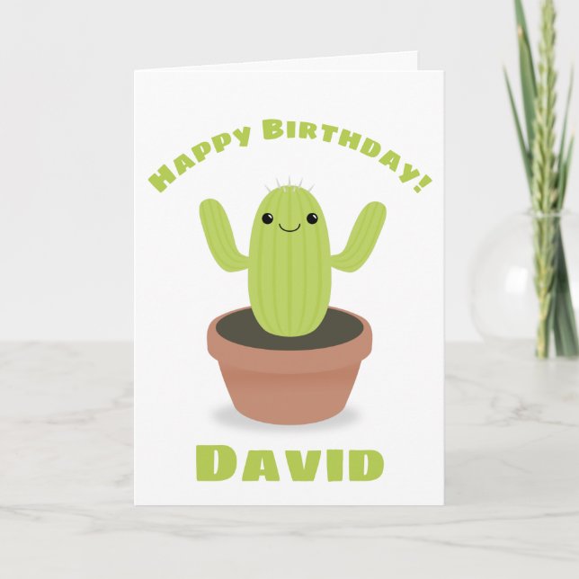 Happy Birthday Cactus Holiday Card (Front)