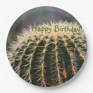 Happy Birthday Cactus Paper Plate