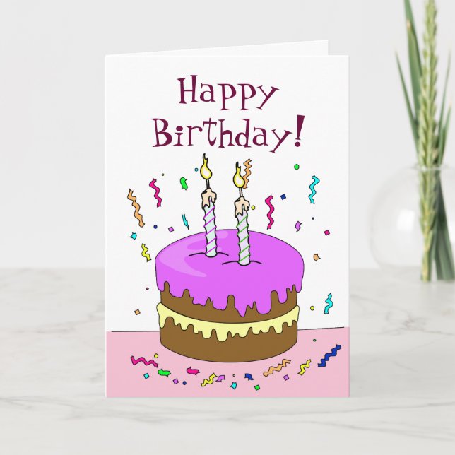 Happy Birthday! Cake 2 YEAR Card (Front)