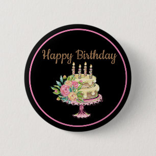 Happy Birthday Cake 6 Cm Round Badge