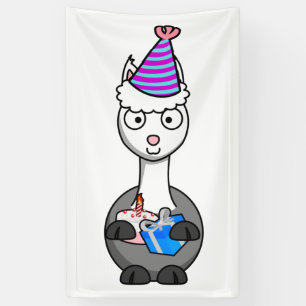 happy birthday cake alpaca banner