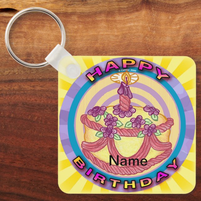 Happy Birthday Cake Birthday  keychains (Front)