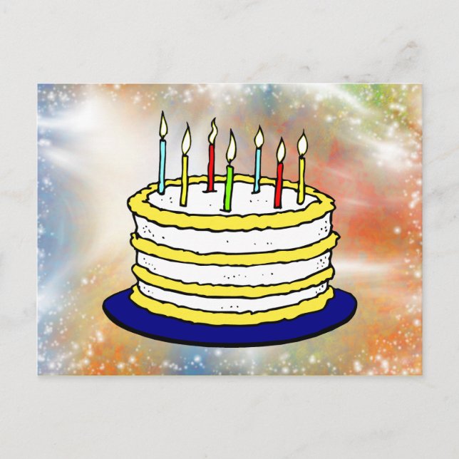 Happy Birthday Cake Bright Sparkles Postcard (Front)