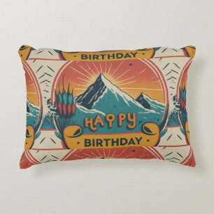 Happy Birthday Cake Brushed Decorative Cushion