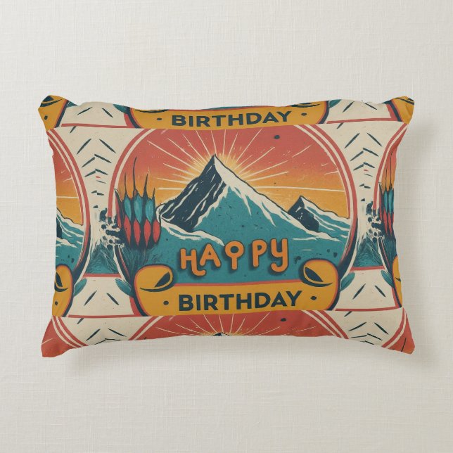 Happy Birthday Cake Brushed  Decorative Cushion (Front)