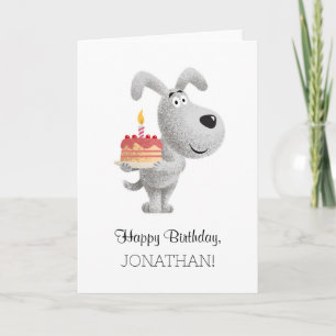 Happy Birthday Cake Candle Cute Funny Dog Puppy Card