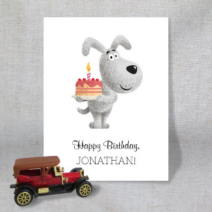 Happy Birthday Cake Candle Cute Funny Dog Puppy Postcard