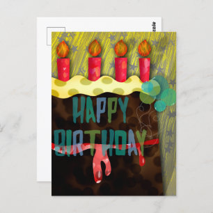  Happy Birthday Cake   Candles Postcard