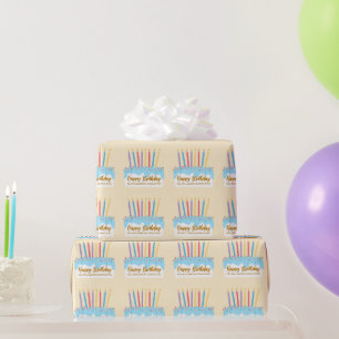Happy Birthday Cake Chic Custom Business Gift Wrapping Paper