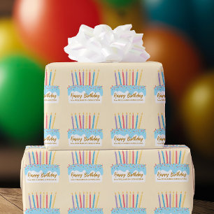 Happy Birthday Cake Chic Custom Business Gift Wrapping Paper