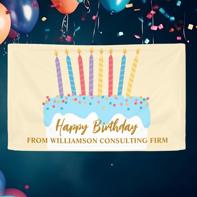 Happy Birthday Cake Chic Custom Office Party Banner (Creator Uploaded)