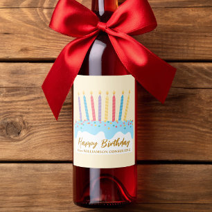 Happy Birthday Cake Chic Custom Party Wine Label