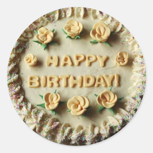 Happy Birthday Cake Classic Round Sticker (Front)