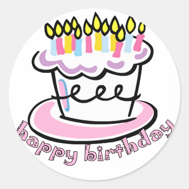 Happy Birthday cake Classic Round Sticker (Front)