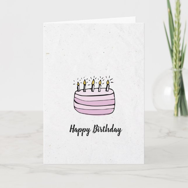 Happy Birthday cake drawing Holiday Card (Front)