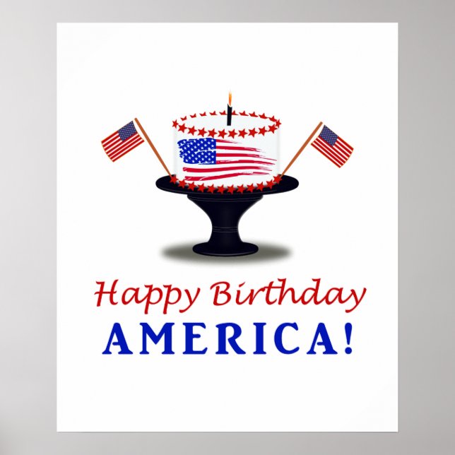 Happy Birthday Cake for America Poster (Front)