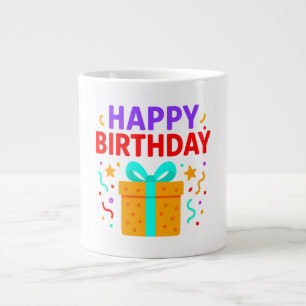 Happy Birthday Cake Graphic Large Coffee Mug