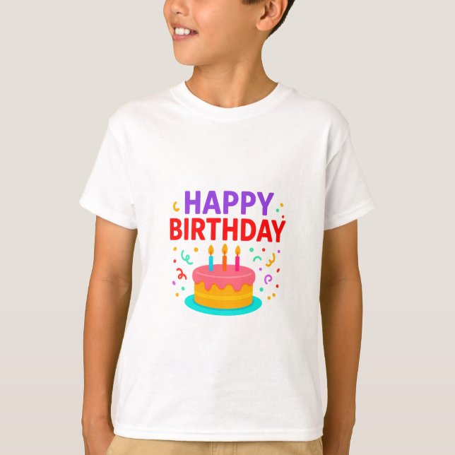 Happy Birthday Cake Graphic T-Shirt (Front)