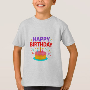 Happy Birthday Cake Graphic T-Shirt
