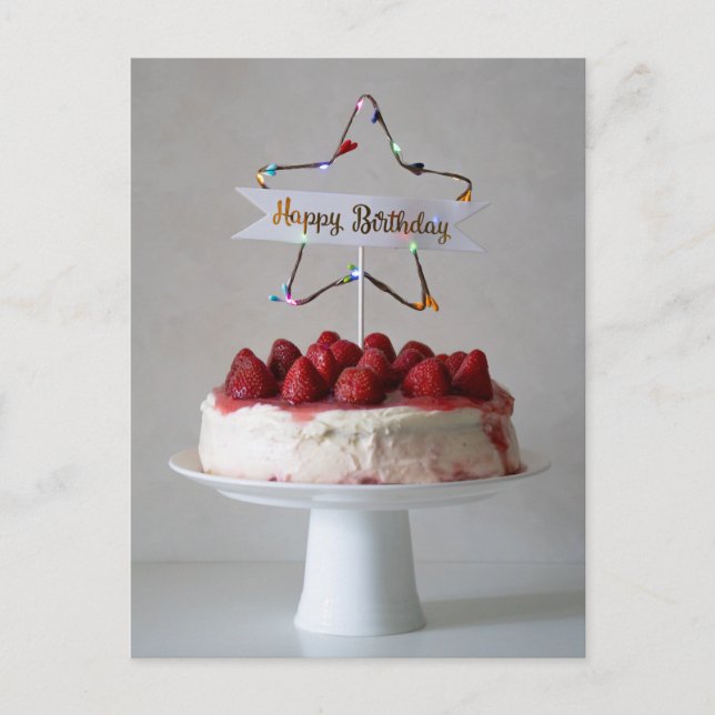Happy Birthday Cake Holiday Postcard (Front)