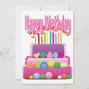 Happy Birthday Cake  Invitation