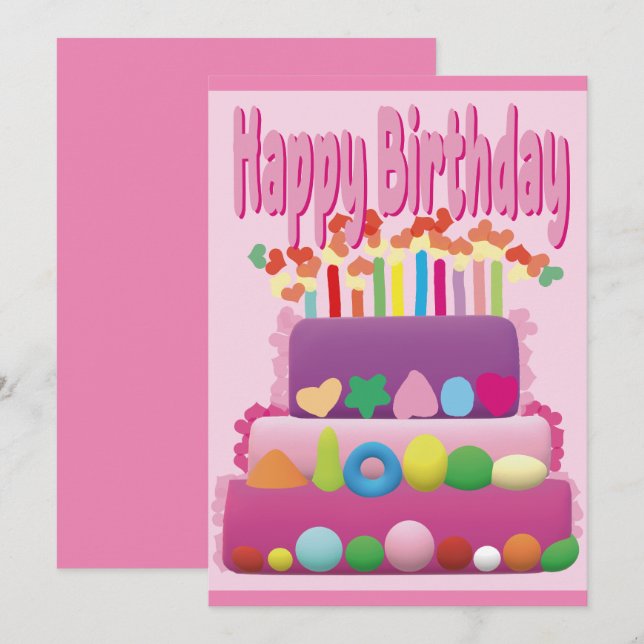 Happy Birthday Cake Invitation (Front/Back)