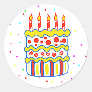 Happy Birthday Cake Party Favour Stickers